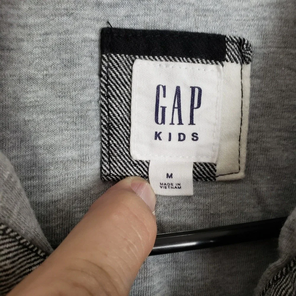 GAP Kids Size M Buffalo Check Button Up Shirt Black White‎ Fall Plaid Lumberjack